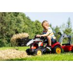 Falk Šlapací traktor Vintage 2058N s lžící, bagrem a přívěsem, červený