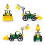 Traktor se lžící a bagrem, zeleno žlutý, 107cm