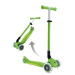 Globber Koloběžka dětská trojkolečková Plus - Primo Foldable Plus Lights V2 Apple Green svítící kole
