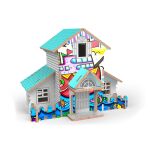 Puzzle 3D dřevěné domeček s barvami