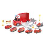 Auto hasičské s efekty a 6 malými auty 34 cm