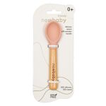 Lžička silikon-dřevo New Baby růžová 14cm
