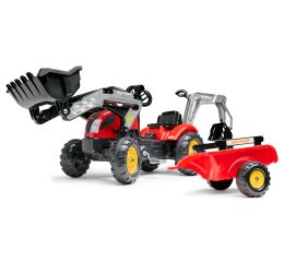Falk Šlapací traktor Vintage 2058N s lžící, bagrem a přívěsem, červený