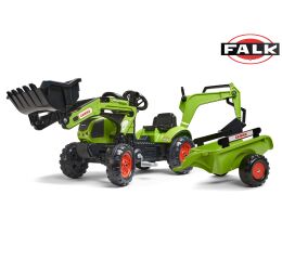 Šlapací traktor Claas Arion s nakladačem, rypadlem a vlečkou