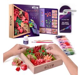 OKTO – Výtvarná modelovací sada „Sukulenty“ v dřevěném rámu (21 × 21 cm)