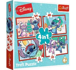 Trefl Puzzle 4v1 Stitch Vánoce