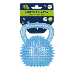 Hračka pro mazlíčky Dentální pískací hračka pro psy s úchytem modrá 9,5 cm