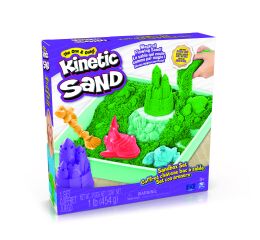 KINETIC SAND KRABICE TEKUTÉHO PÍSKU S PODLOŽKOU ZELENÁ