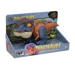 Dinosaurus s efekty hnědý 26,5x11x13 cm
