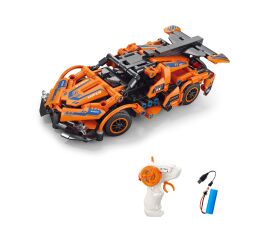 Stavebnice Auto oranžové RC na dálkové ovládání 18,5 cm 319 dílků