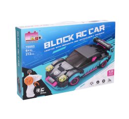 Stavebnice Auto tyrkysové RC na dálkové ovládání 17 cm 265 dílků