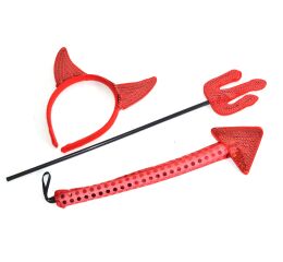 Čertí karneval set - uši, ocas, hůl