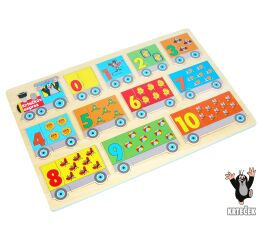 Vkládačka vláček dřevěná Krtek 45,5x30 cm