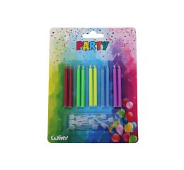 Svíčky 10ks + stojánky 10ks Barevný plamen