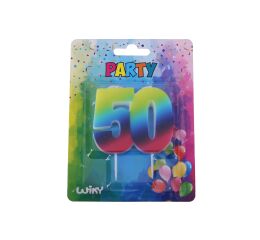 Párty svíčka číslo 50 Duha