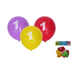 Balónek nafukovací 30cm - sada 5ks, s číslem 1