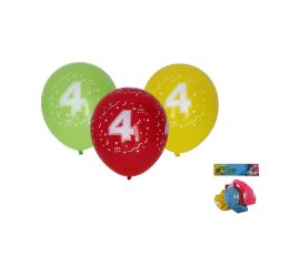 Balónek nafukovací 30cm - sada 5ks, s číslem 4