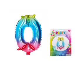 Balónek nafukovací - číslo 0 duhový