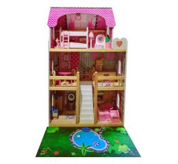 Domek pro panenky dřevěný 60 x 30 x 90 cm