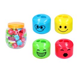 Ořezávátko na dvě tužky se zásobníkem - obličej