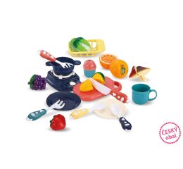 Kuchyňský set v košíku 26x19x14 cm - modrý - český obal