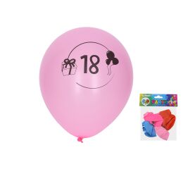 Balónek nafukovací 30 cm - sada 5ks, s číslem 18