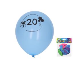 Balónek nafukovací 30 cm - sada 5ks, s číslem 20