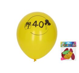 Balónek nafukovací 30 cm - sada 5ks, s číslem 40