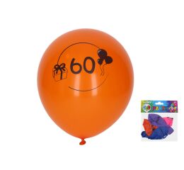 Balónek nafukovací 30 cm - sada 5ks, s číslem 60