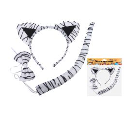 Set karneval - čelenka kravička/bílý tygr