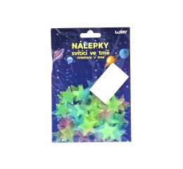 Nálepky 12x17 cm svítící ve tmě Hvězdy, 60 ks