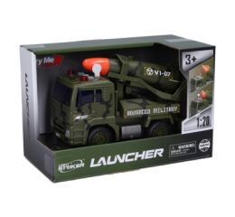 Auto vojenské s raketou a efekty 19 cm