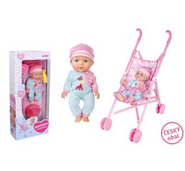 Miminko se zvuky a kočárkem 27 cm - český obal