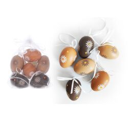 Vajíčko dekorační plastové malované 6 cm, 6ks v organza sáčku