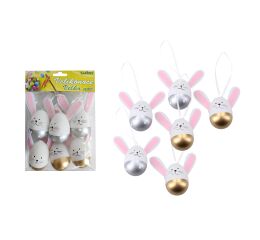 Vajíčko dekorační plastové malované na zavěšení 6 cm, 6ks