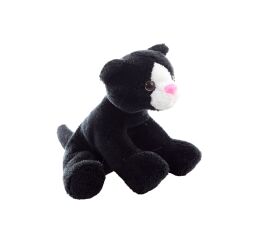Kočka plyšová černá 14 cm