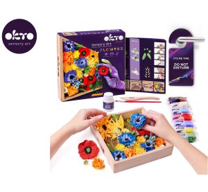 OKTO FREEDOM Výtvarná modelovací sada DIY květiny s dřevěným rámem 21x21 cm