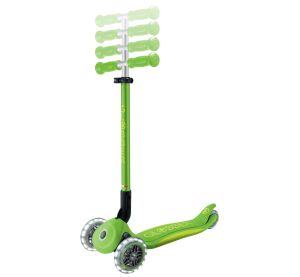 Globber Koloběžka dětská trojkolečková Plus - Primo Foldable Plus Lights V2 Apple Green svítící kole