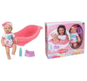 Panenka čurající set s vaničkou 41cm