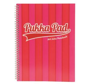 Pukka Pad spirálový blok Jotta Pad A4, 200 stran, linky 8 mm, růžový, linkovaný
