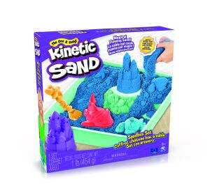KINETIC SAND KRABICE TEKUTÉHO PÍSKU S PODLOŽKOU MODRÁ