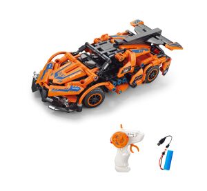 Stavebnice Auto oranžové RC na dálkové ovládání 18,5 cm 319 dílků