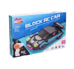 Stavebnice Auto tyrkysové RC na dálkové ovládání 17 cm 265 dílků