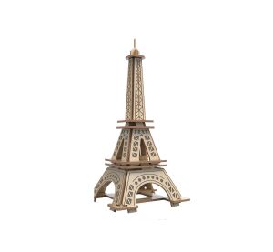Puzzle 3D dřevěné s barvami Eiffelova věž