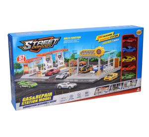 Čerpací stanice autoservis 2v1 set 43,5x34x15,5 cm