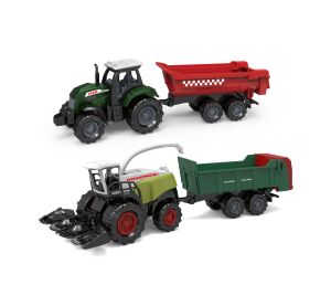 Traktor a kombajn s vlečkami kov/plast set 19,5 cm