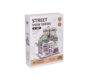 Stavebnice 3D dřevěná - Květinářství 14,5x17,1x21,8 cm