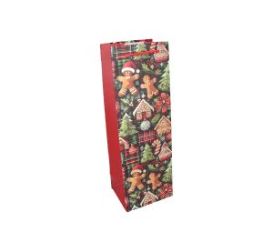Dárková taška na láhev M 36x12x10 cm Vánoce