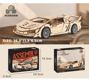 Stavebnice dřevěná Auto závodní 26,5 cm