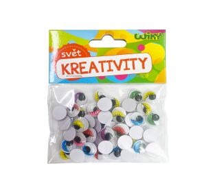 Oči pohyblivé barevné 12mm, 50ks